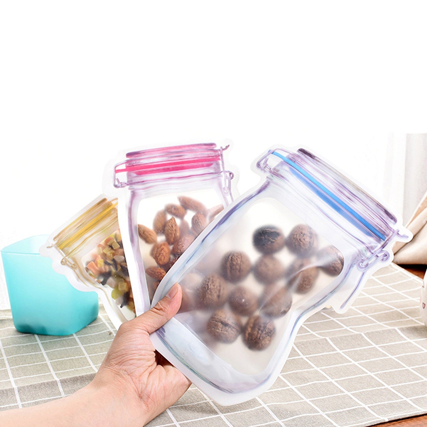 Mason Jar Zipper Reusable Zip Lock Food Storage Bags 10x