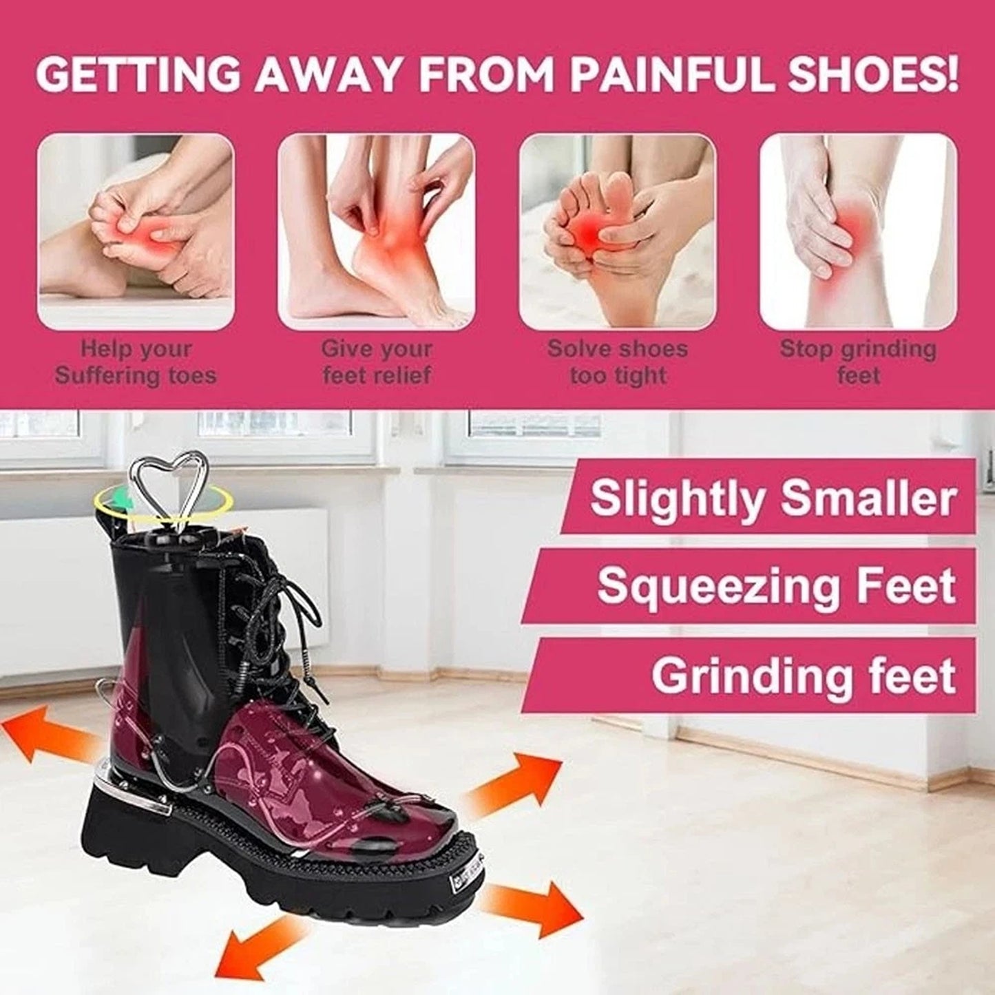 Rose Red 2 Pack Adjustable Shoe Stretcher for Men and Women