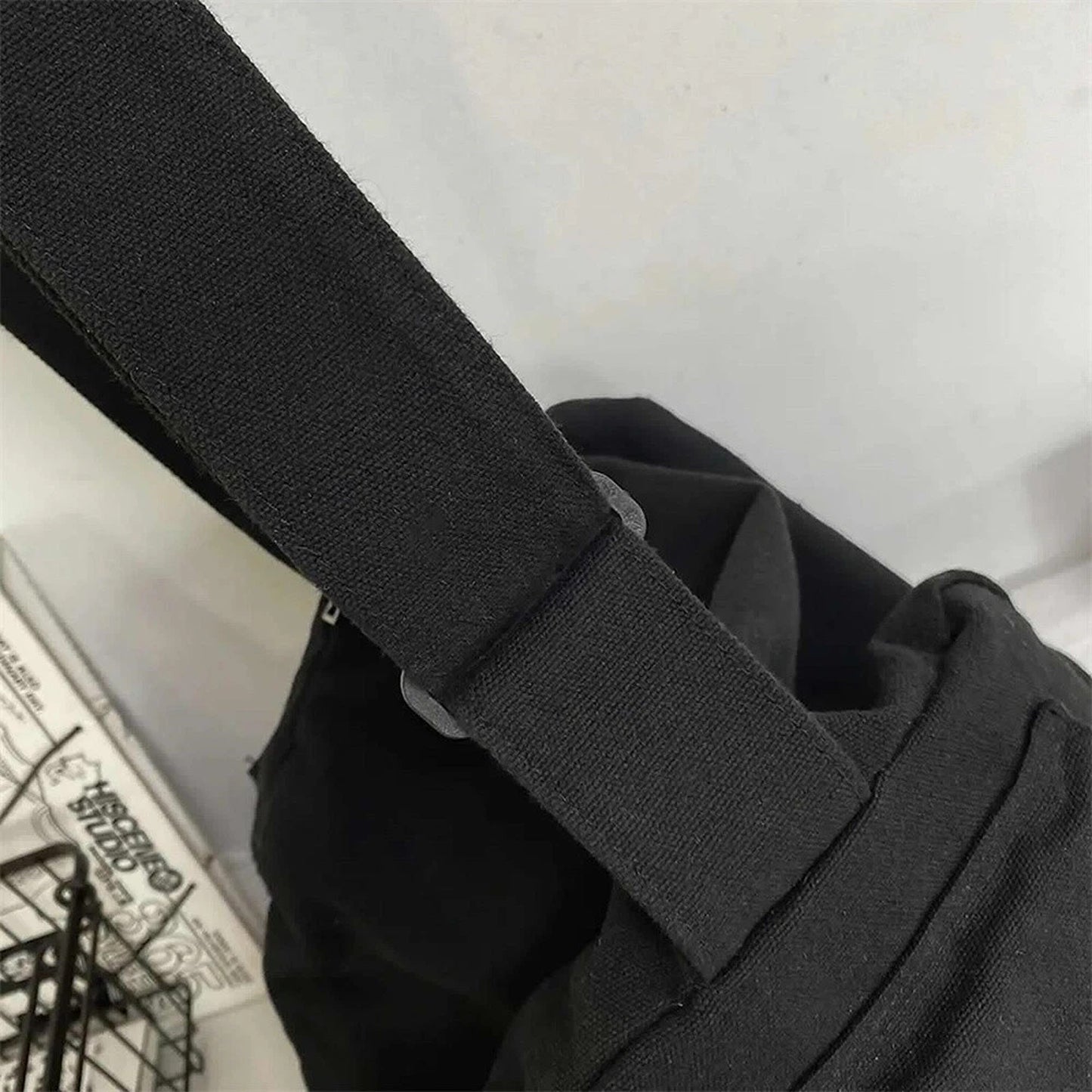 White Men Women Canvas Shoulder Crossbody Bag Large Capacity Messenger Bag