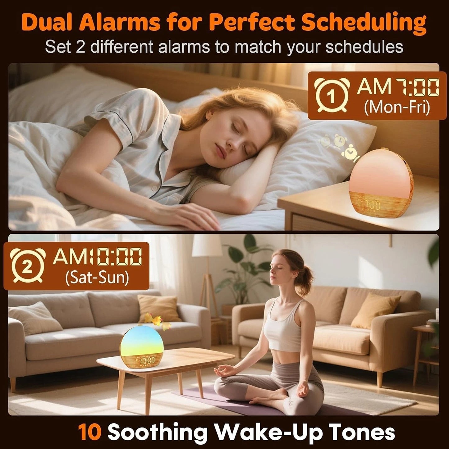 Sunrise Alarm Clock Wake Up Light With Sound Machine And White Noise