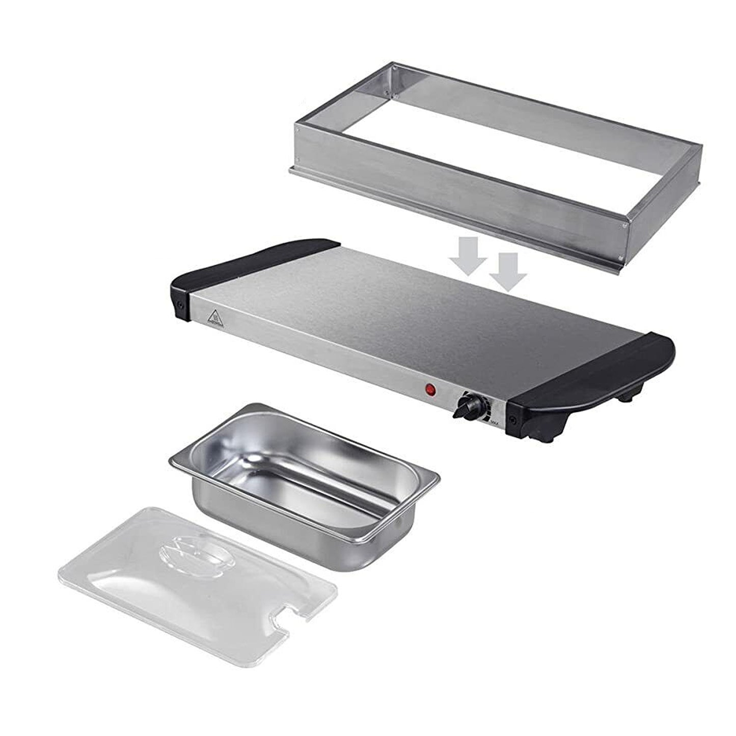 Electric Buffet Food Warmer 3 Tray 1.5L Stainless Steel Bain Marie Server