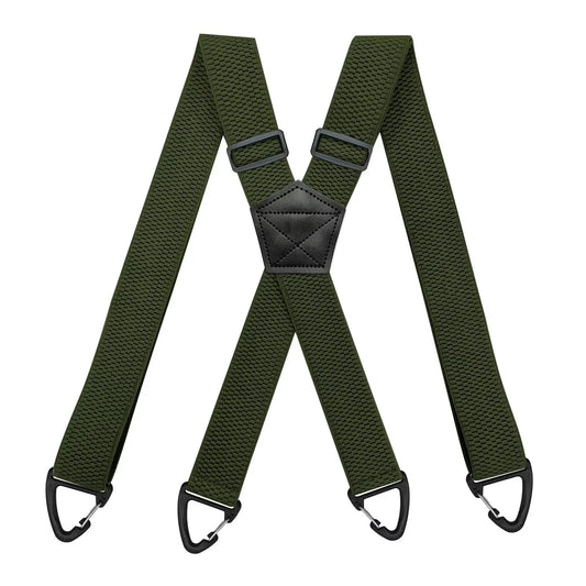 Green Heavy Duty Elastic Suspenders for Men Trouser Pants Braces