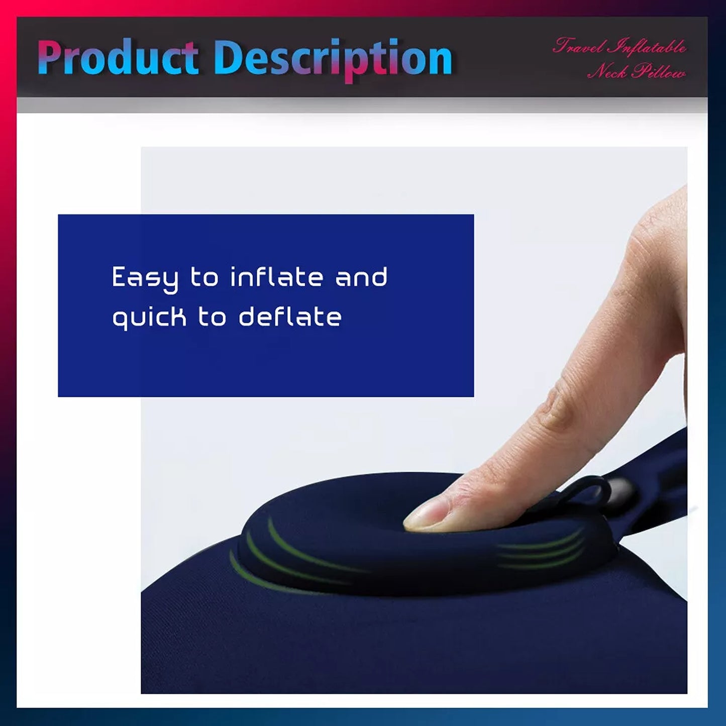Portable Inflatable Travel Pillow U Shaped Neck and Head Cushion