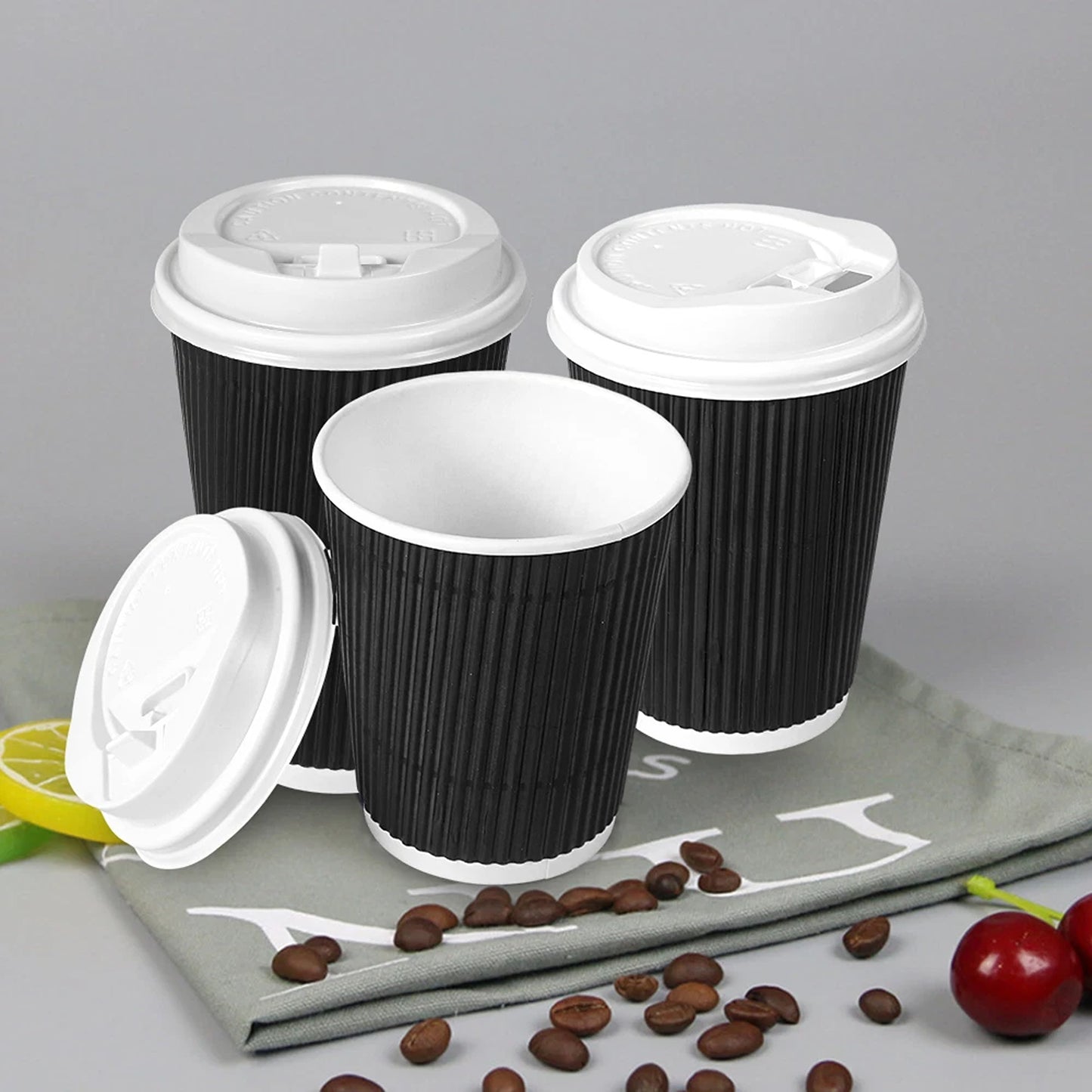 Triple Wall Coffee Cups Disposable Paper 8oz 12oz 16oz for Takeaway 50 Packs