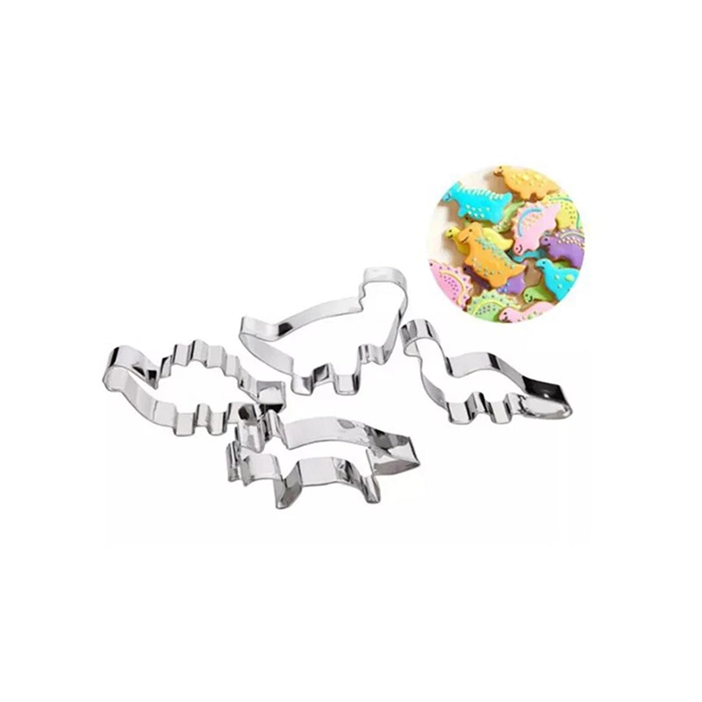 4 Pack Stainless Steel Dinosaur Cookie Cutters for Baking and DIY
