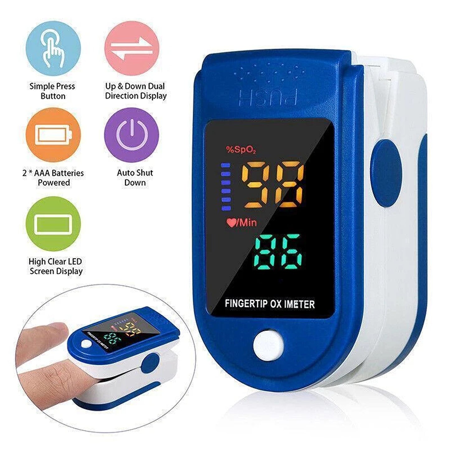 Pulse Oximeter Professional Finger Blood Oxygen Monitor with Heart Rate