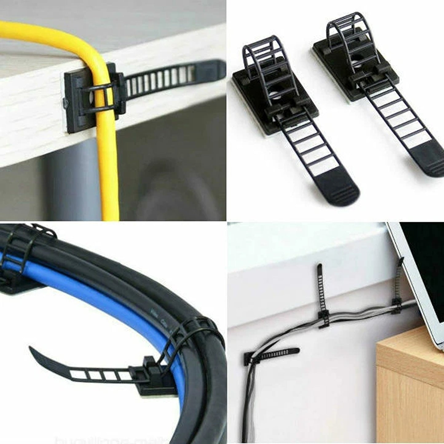 20pcs Adjustable Adhesive Cable Clips Cord Organizer Wire Management Strap