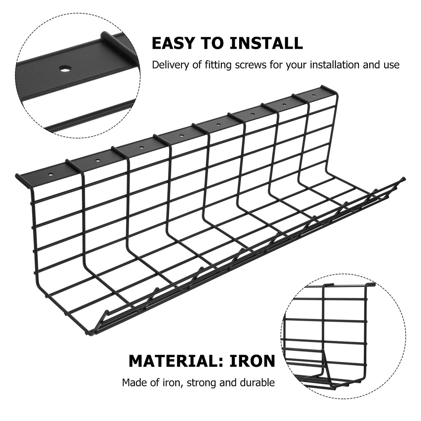 Cable Management Tray for Desk Under Desk Wire Organizer