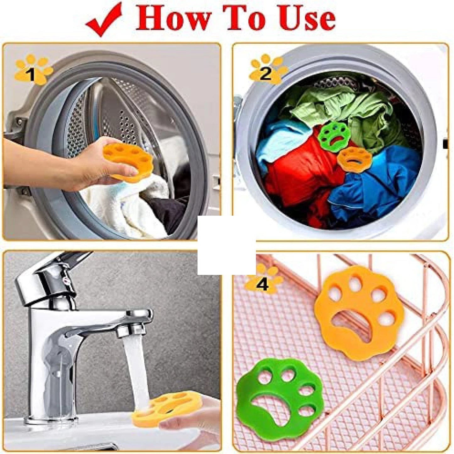 Pet Hair Remover for Laundry Reusable Silicone Lint Catcher 2 Pack