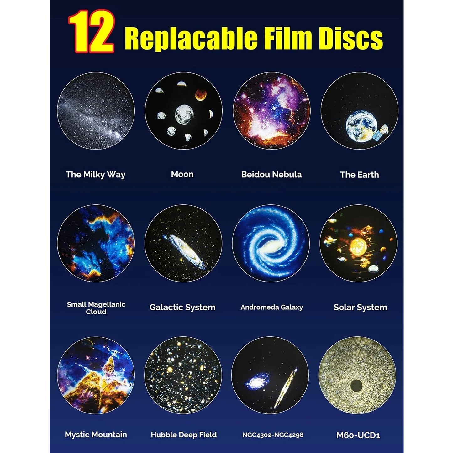 Rotating LED Starry Sky Projector Night Light with 12 Galaxy Themes