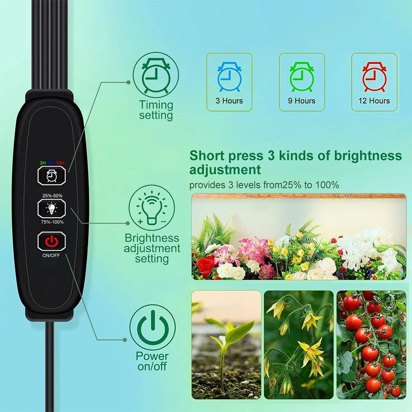 LED Grow Light Full Spectrum Dimmable with Timer USB Plant Lamp