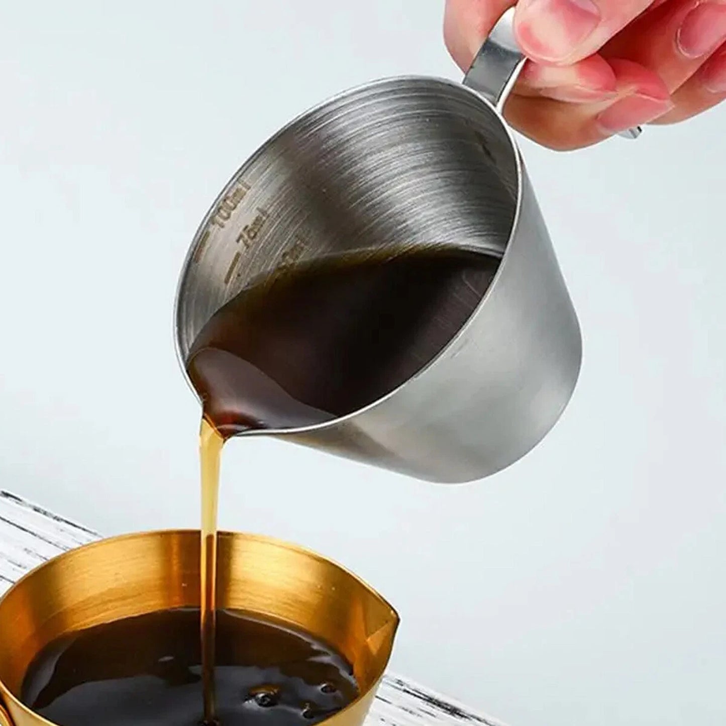 Espresso Measuring Cup 100ml Stainless Steel with Easy Grip Handle