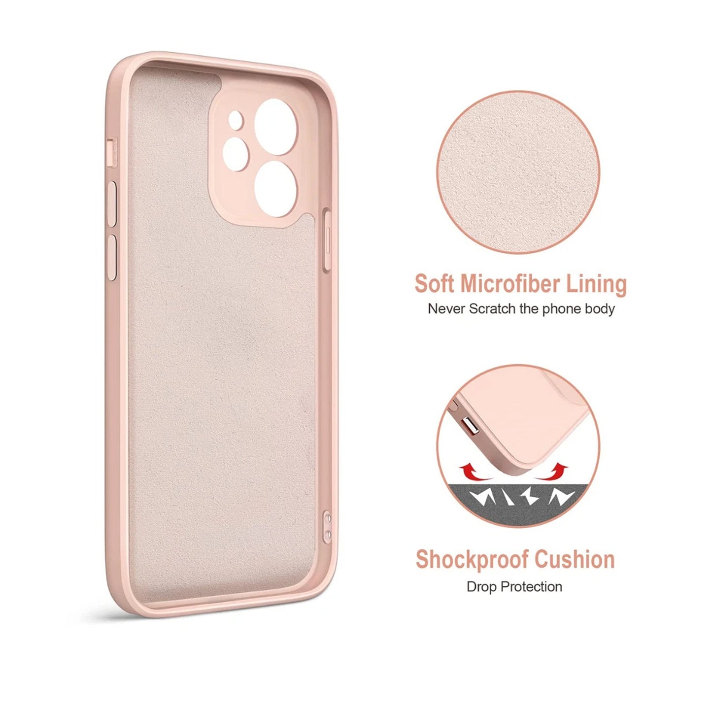 Antique White Silicone Shockproof Protective Case for iPhone 16 15 14 13 12 11 Pro