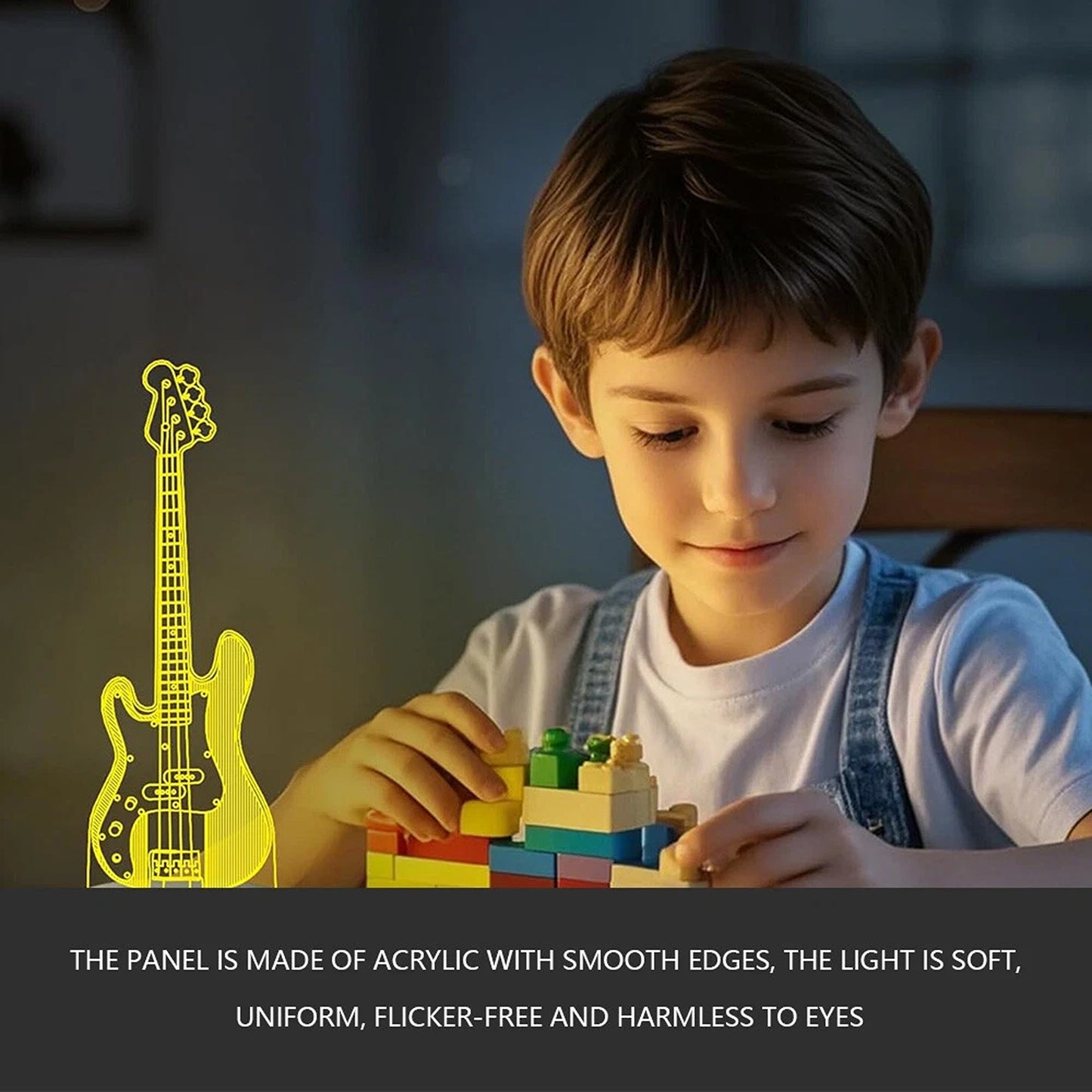 3D Guitar LED Night Light with 16 Colour Gradient and Remote Control
