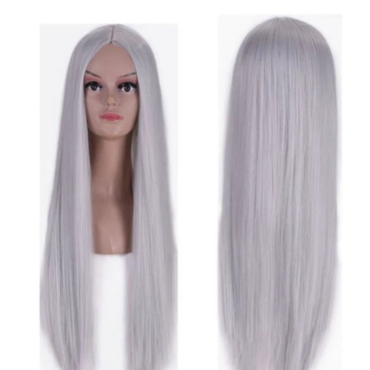 Silver Long Straight Costume Wig with Adjustable Cap