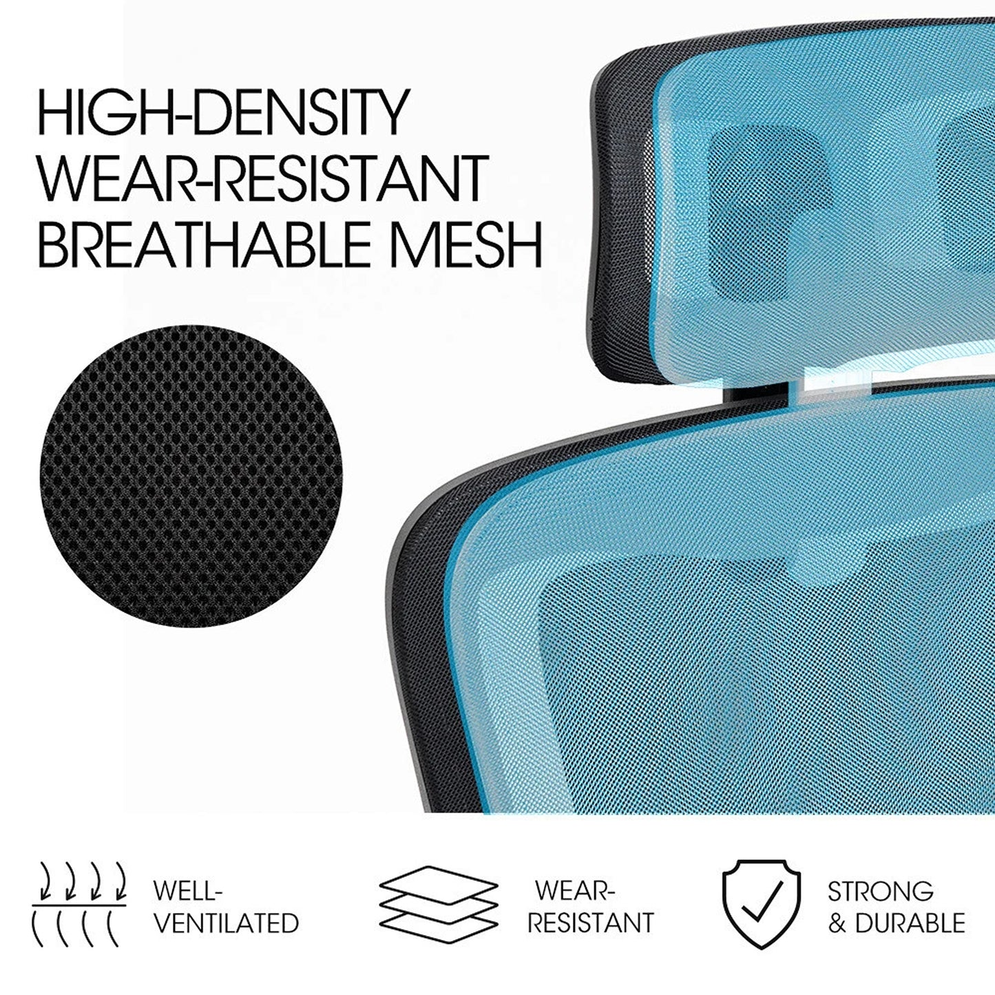 Ergonomic Office Computer Chair Mesh Executive Desk Chair with Headrest Black