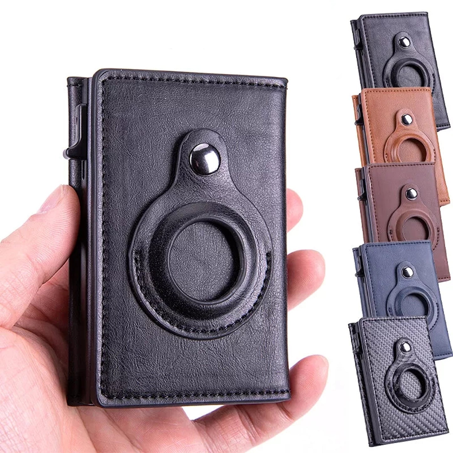 PU Leather Wallet with AirTag Holder Credit Card and Cash Case