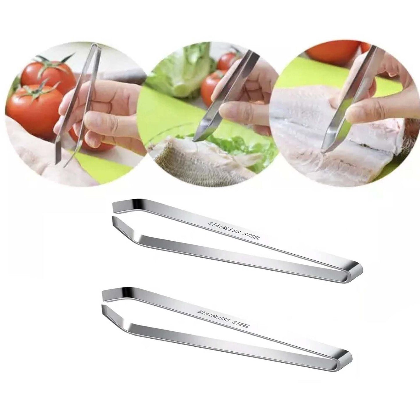 2 Piece Stainless Steel Fish Bone Remover Tweezers