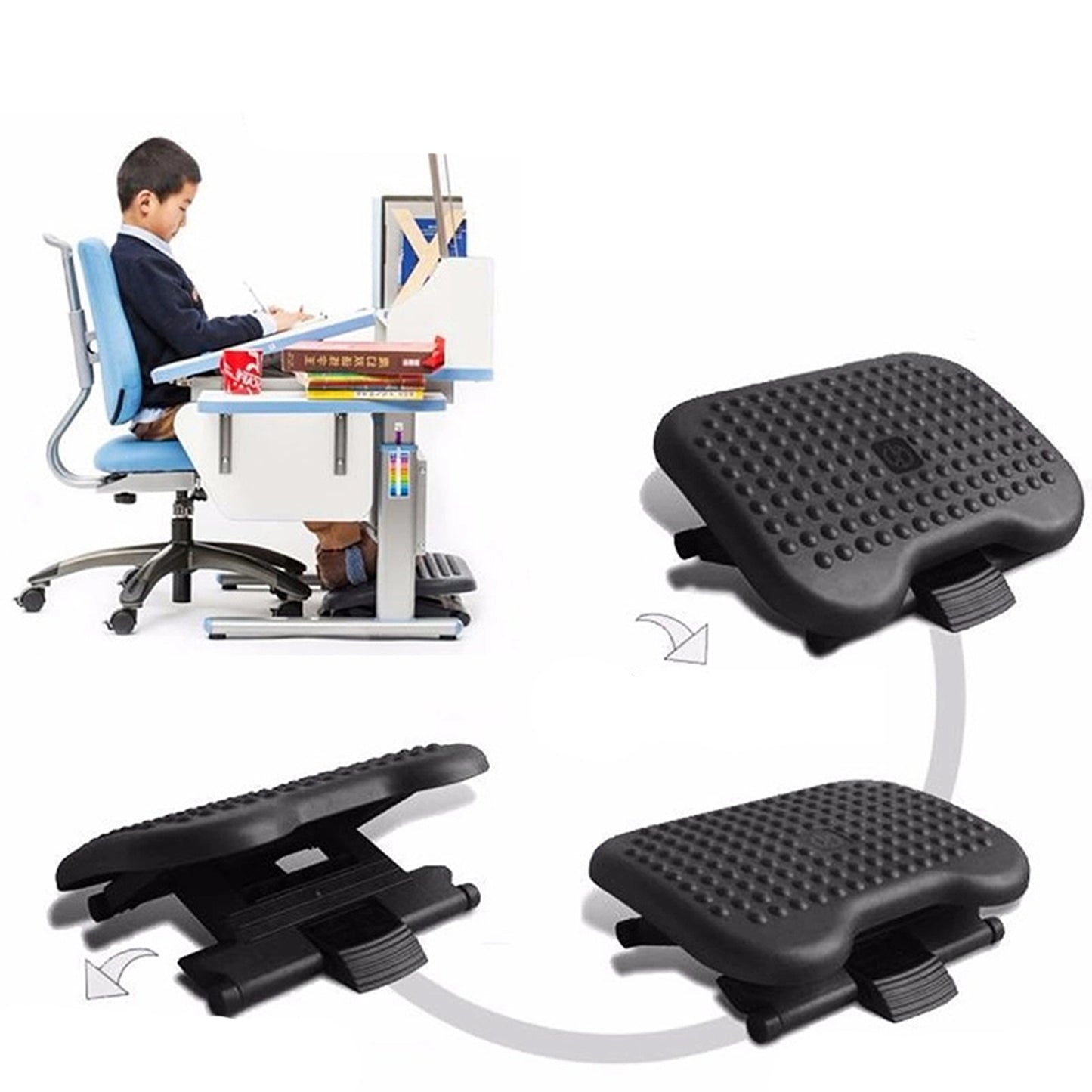 Adjustable Foot Rest Stool Office Computer Desk Footrest Comfort
