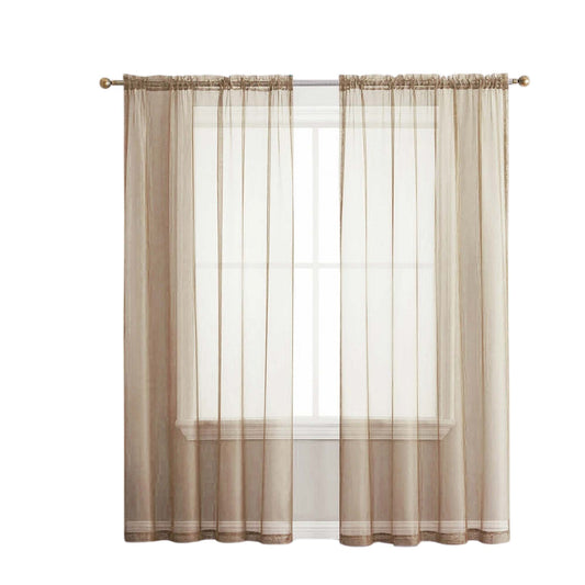 Sand 2 Panel Sheer Organza Voile Curtains Rod Pocket Window Drape 140x213cm