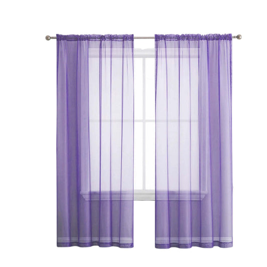 Lilac 2 Panel Sheer Organza Voile Curtains Rod Pocket Window Drape 140x213cm