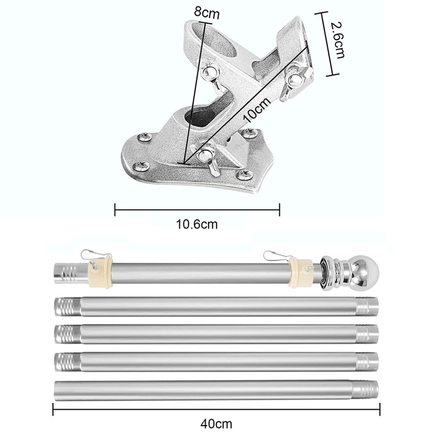 Aluminum Australian Flagpole Kit Holder Set