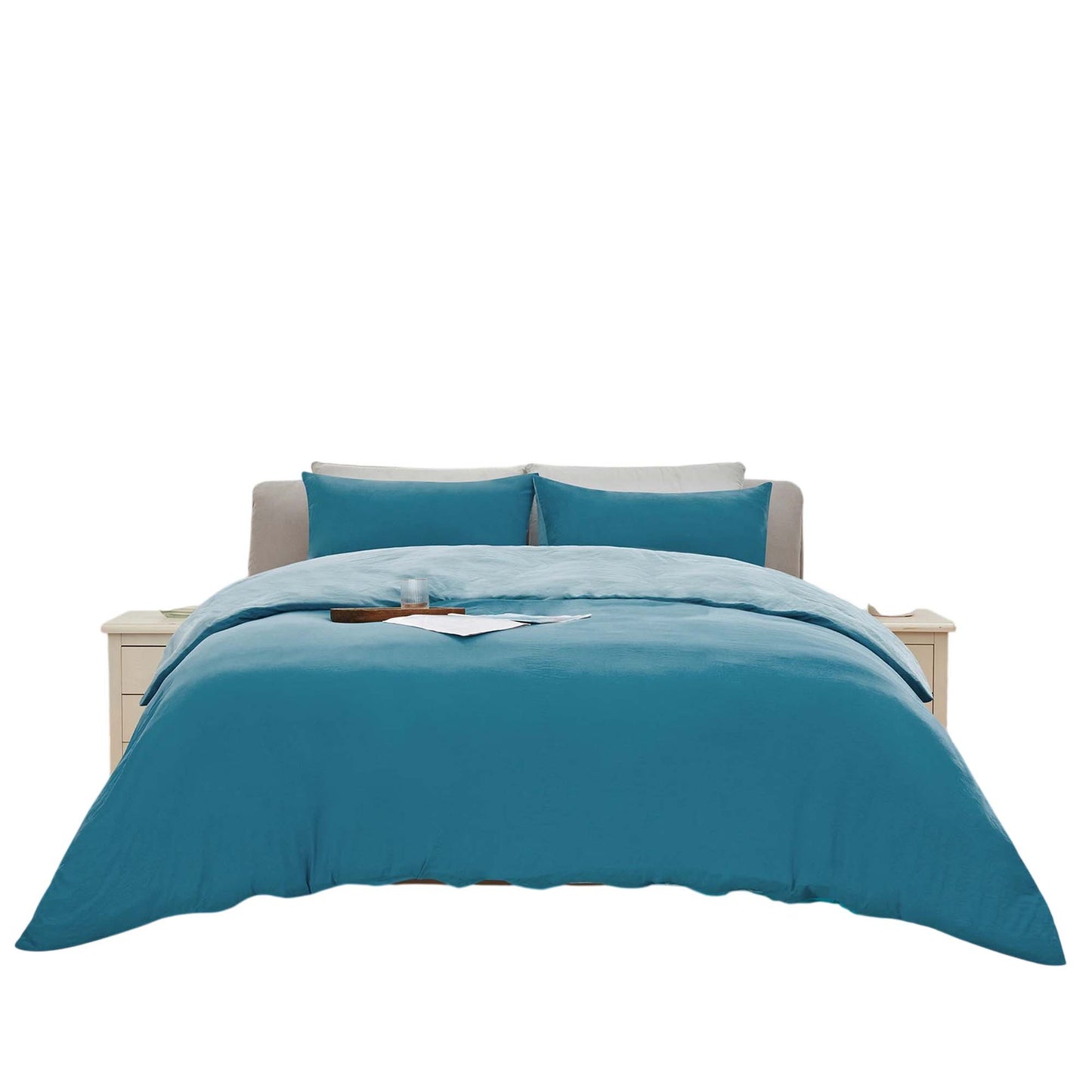 Slate Blue 2000 Thread Count Quilt Cover Set Soft Luxury Bedding