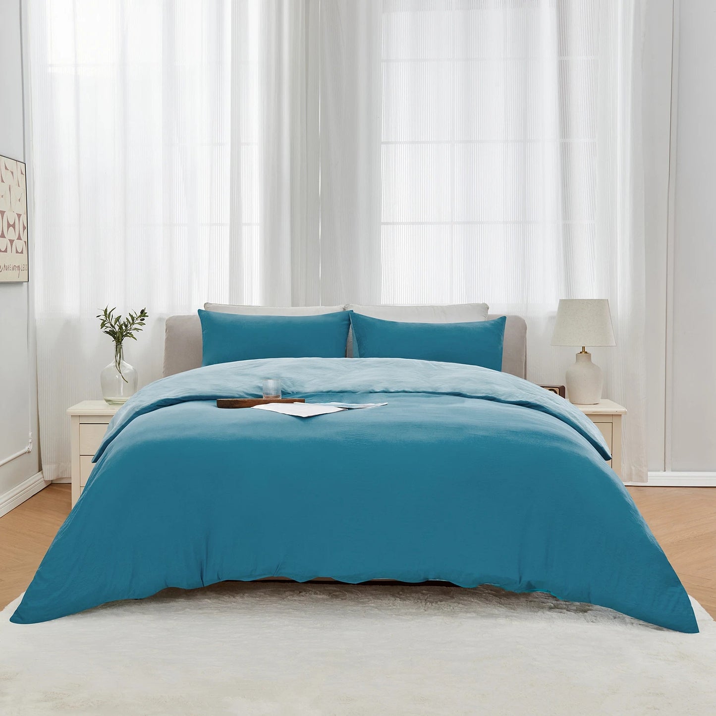 Slate Blue 2000 Thread Count Quilt Cover Set Soft Luxury Bedding