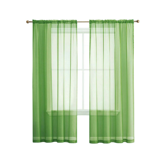 Apple Green 2 Panel Sheer Organza Voile Curtains Rod Pocket Window Drape 140x213cm