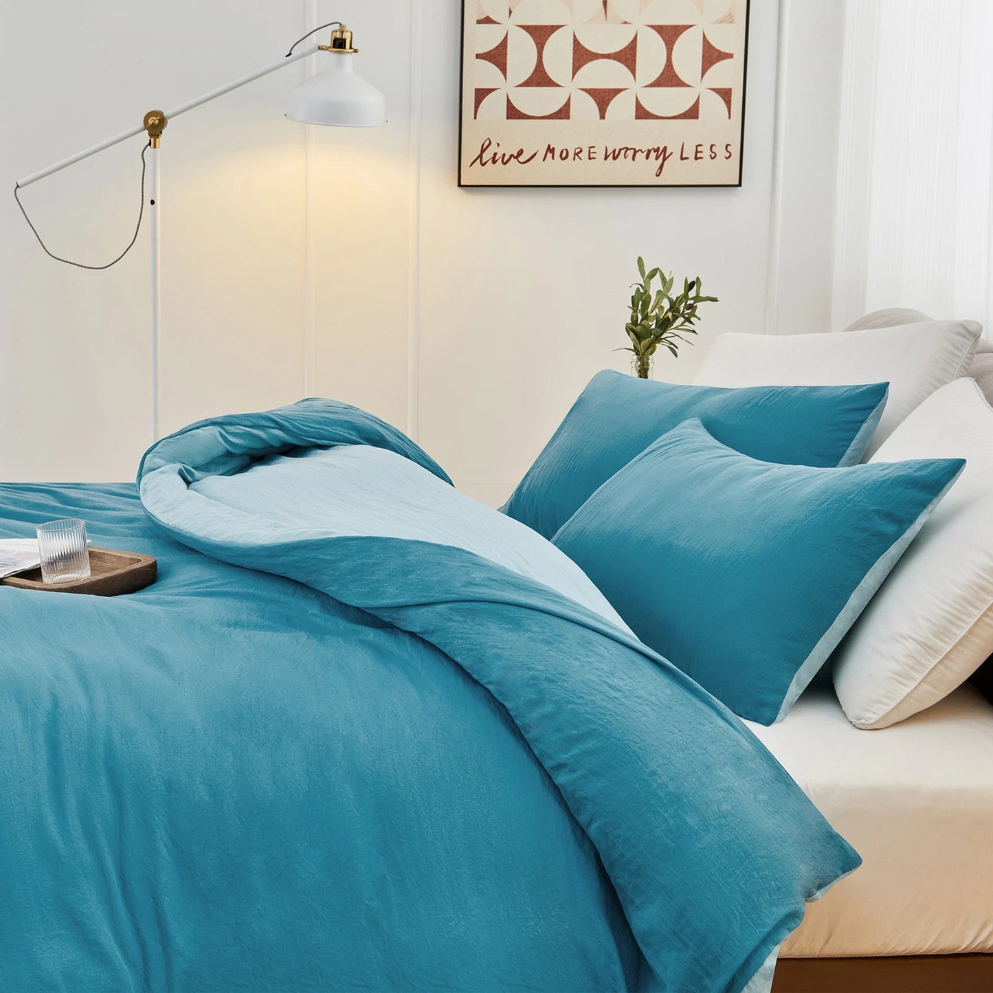 Slate Blue 2000 Thread Count Quilt Cover Set Soft Luxury Bedding