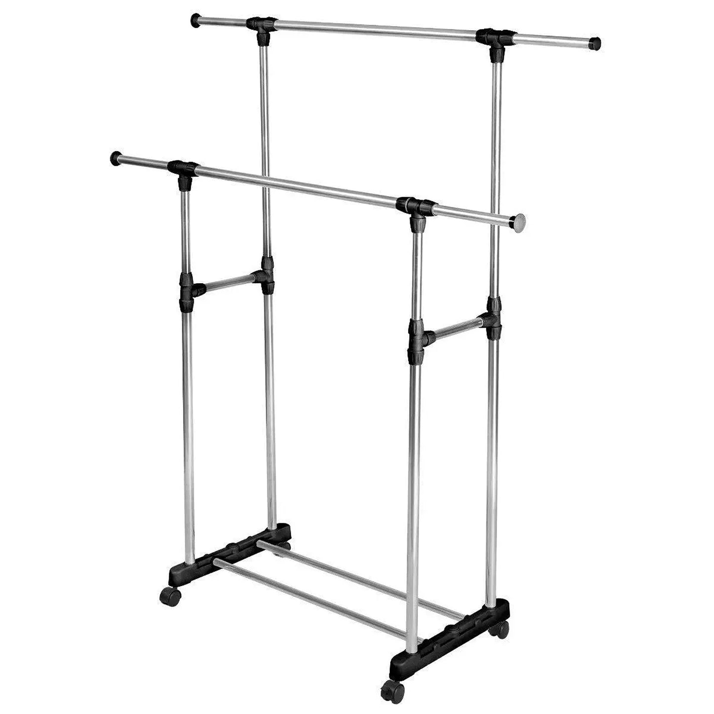 Double Clothes Stainless Steel Rack Hanger Adjustable Garment Coat Holder