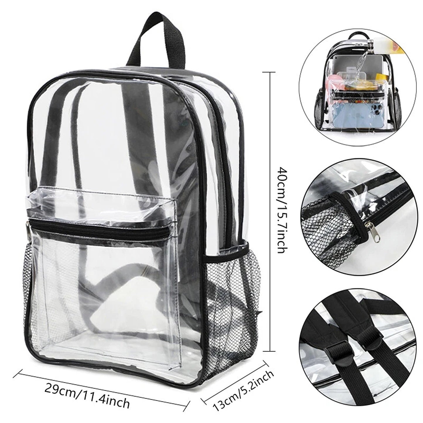 Transparent Clear Backpack PVC School and Travel Bag with Shoulder Straps