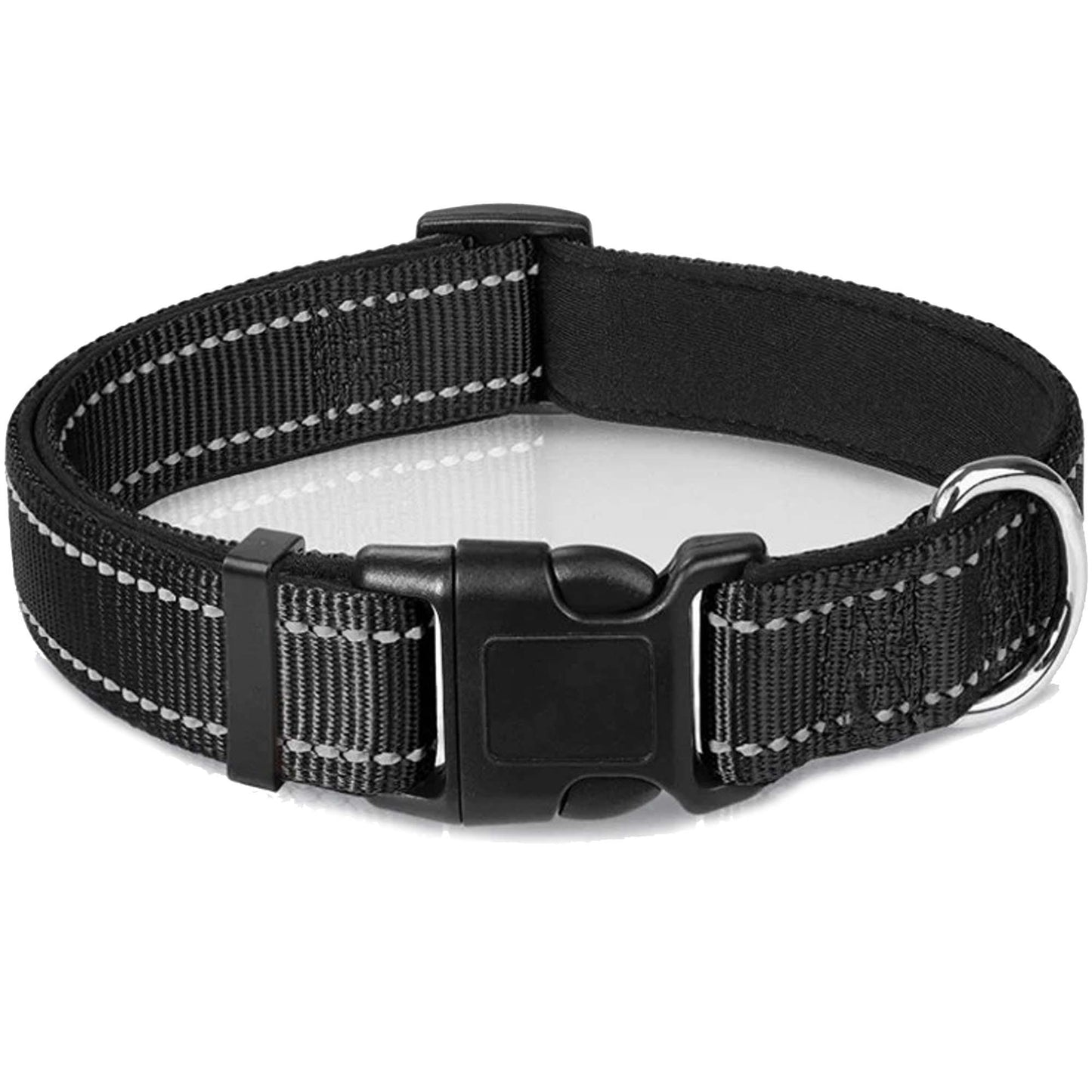 Black Adjustable Pet Collar with Safety Lock Buckle
