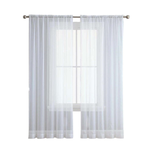 White 2 Panel Sheer Organza Voile Curtains Rod Pocket Window Drape 140x213cm