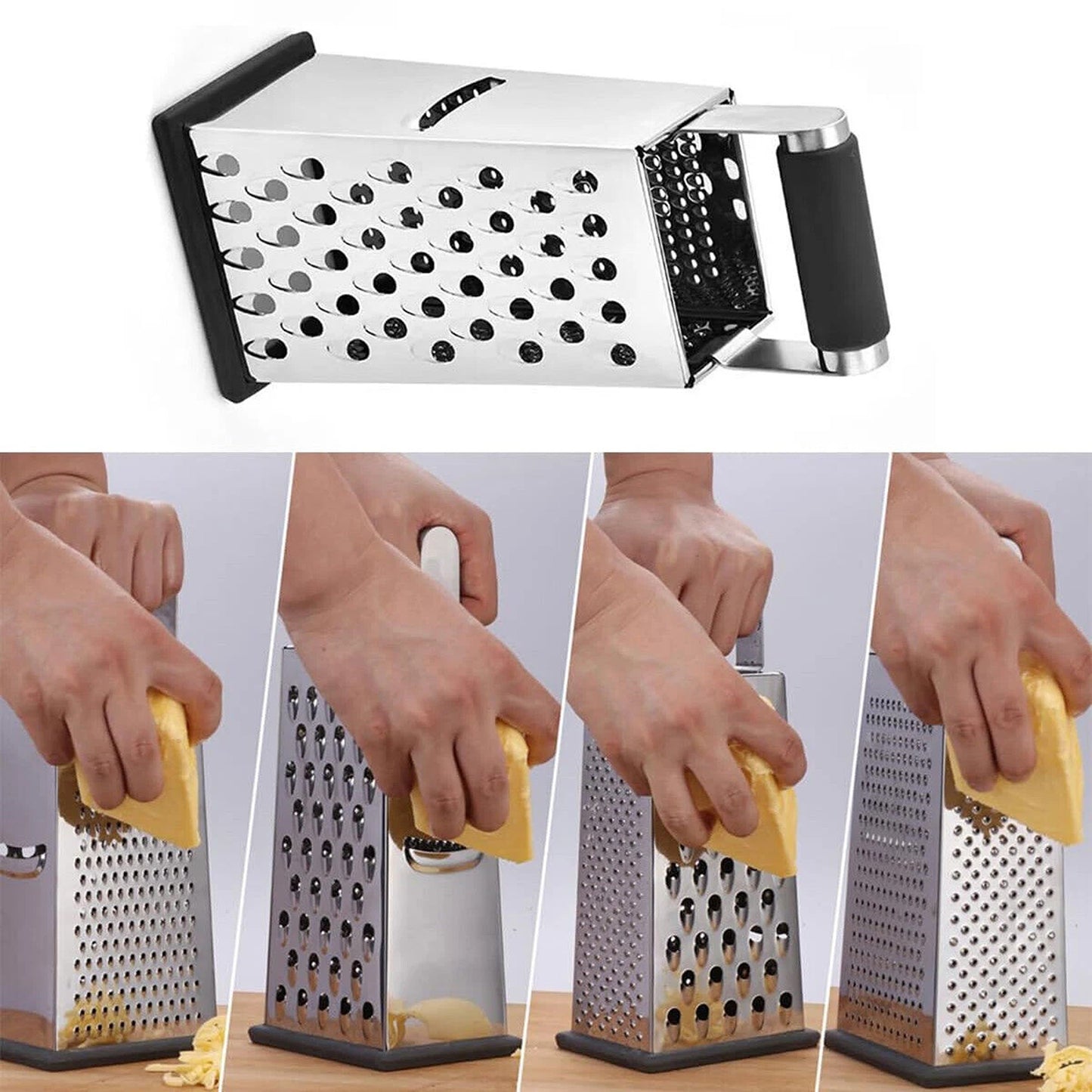 4 Sided Stainless Steel Food Grater for Cheese and Veggies