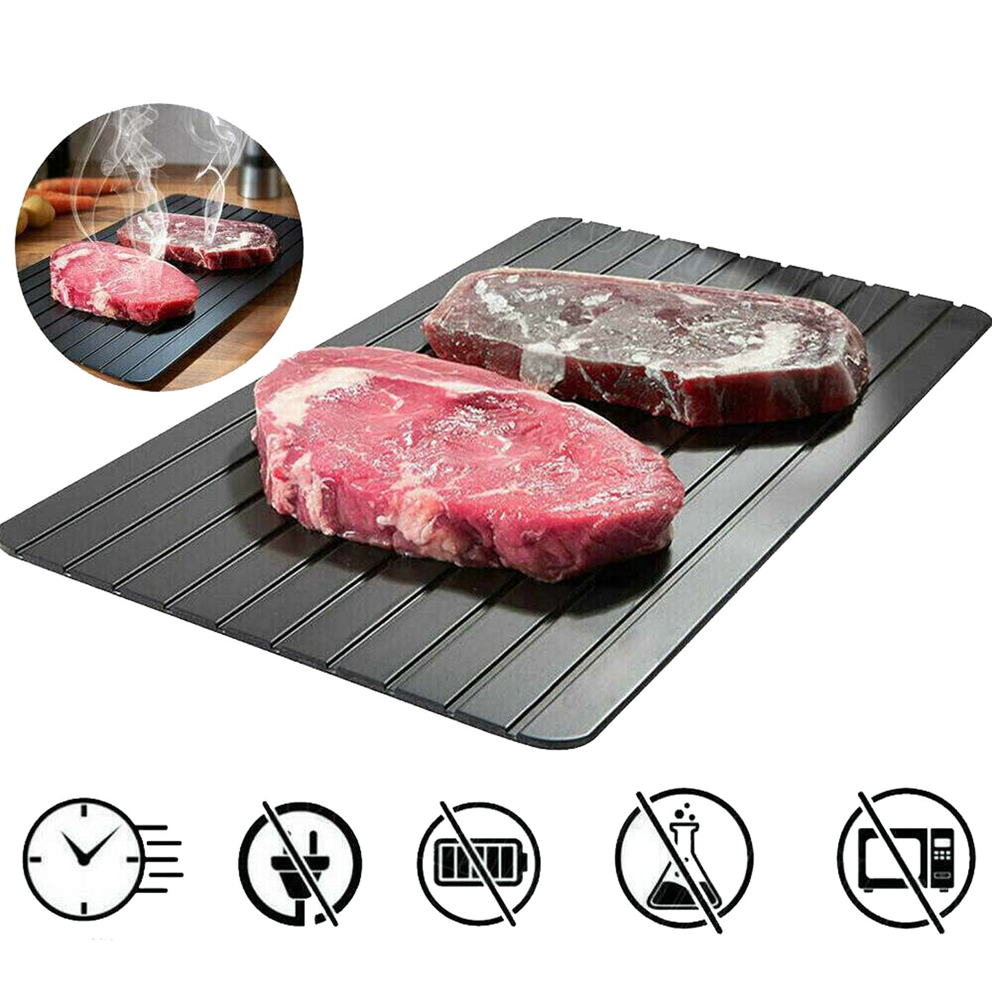 Kitchen Defrosting Tray Metal Plate Frozen Meat Food