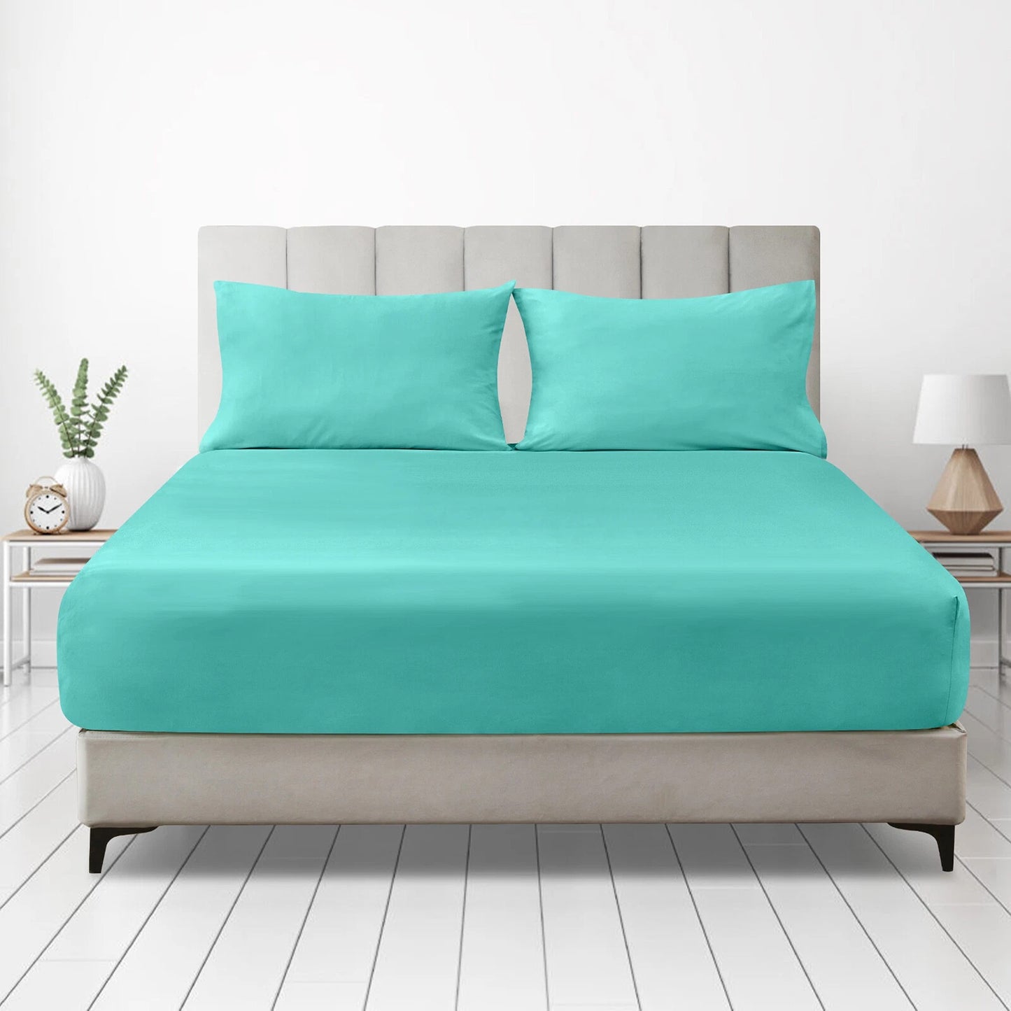 Hotel 2200TC Ultra Soft Fitted Sheet Set with Pillowcases No Flat Sheet - Teal