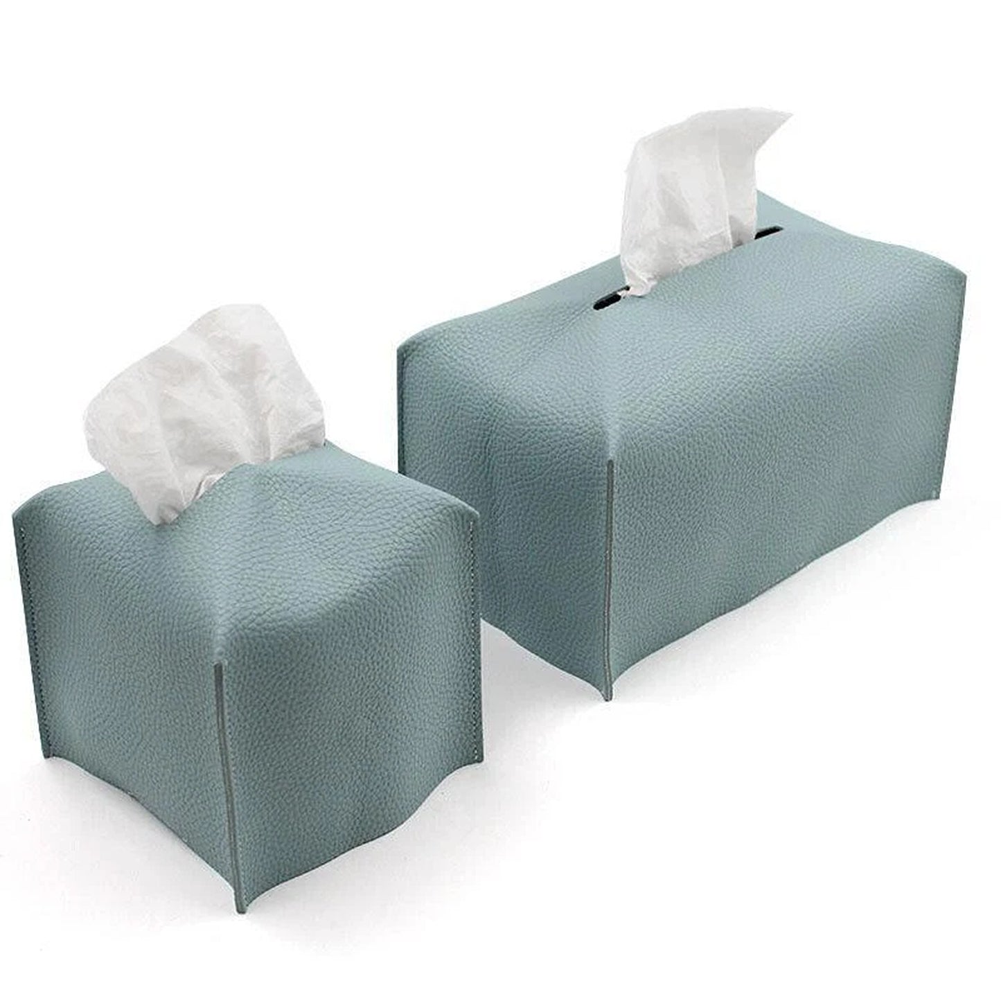 Tissue Box Storage Organizer with Elegant PU Leather Finish - Green