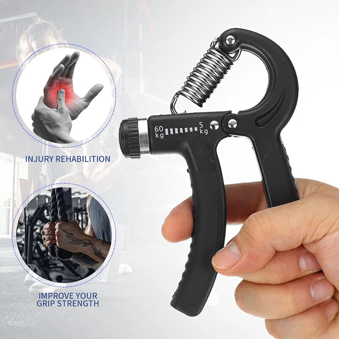 Power Hand Grip Exerciser Adjustable 5-60Kg for Strength Training