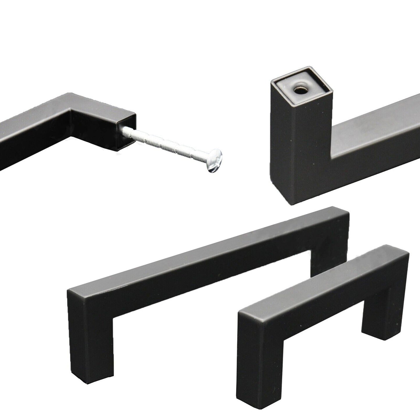 Black 77mm 64mm MatteStainless Steel Handles
