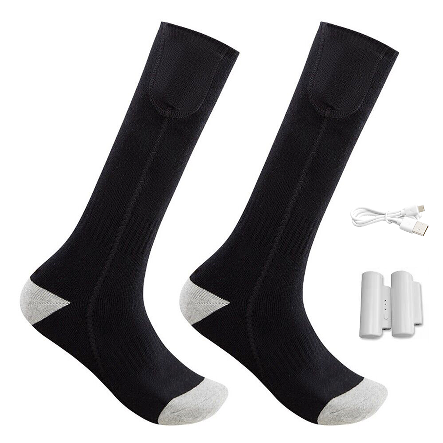 Electric Heated Socks Boot Warmer USB Rechargeable - Black