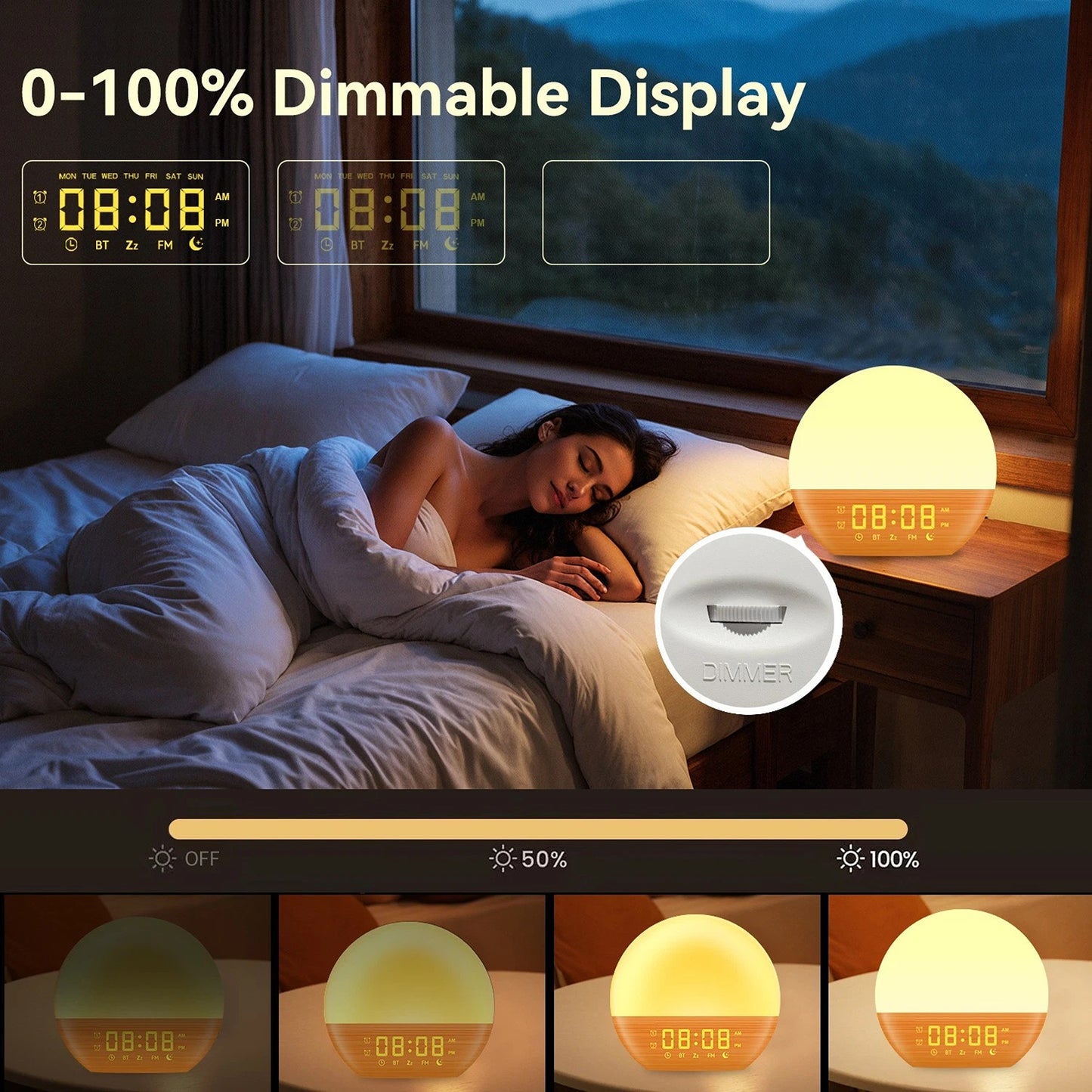 Sunrise Alarm Clock Wake Up Light With Sound Machine And White Noise
