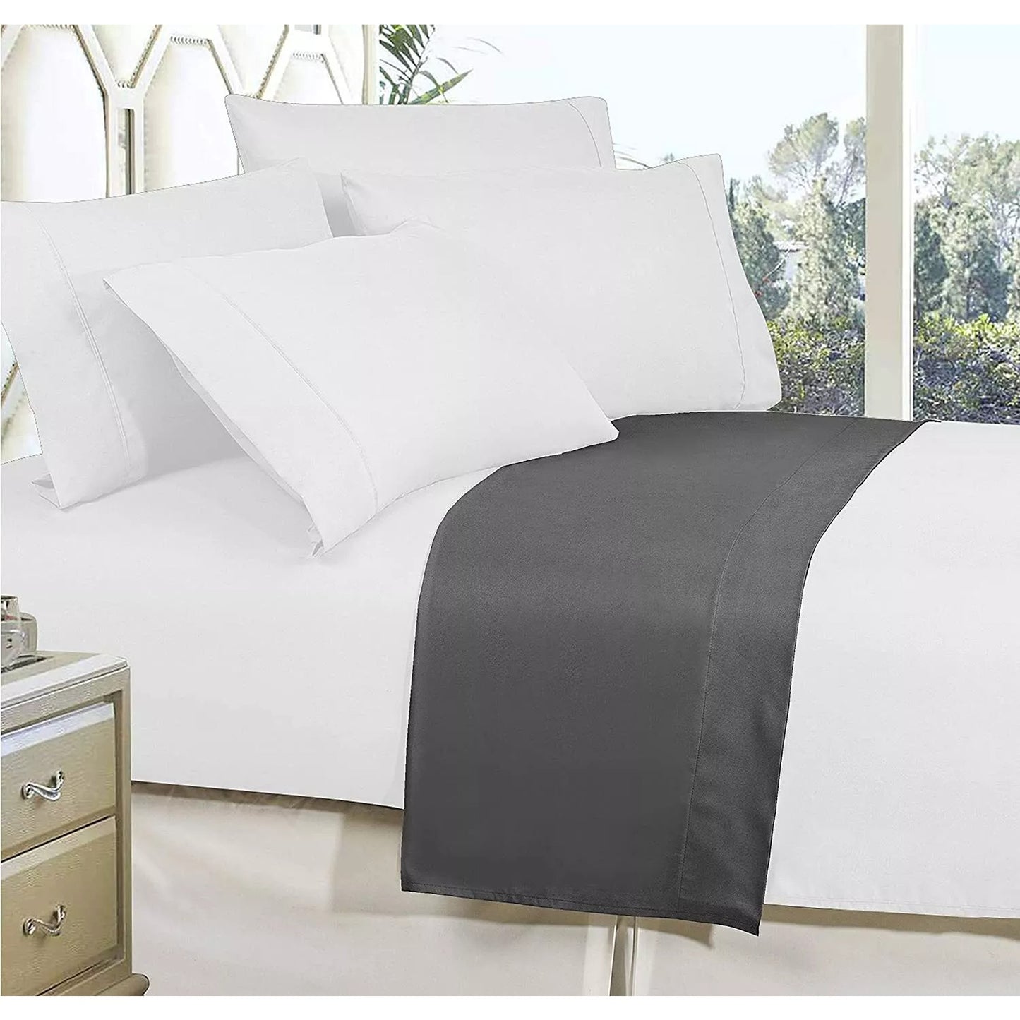 Hotel Ultra Soft Flat Sheet 2200TC Single Double Queen Super King - Gray
