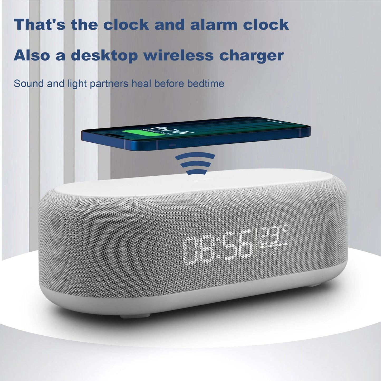 Wireless Charger Dock with Alarm Clock and Thermometer for iPhone 16 15 Samsung S25