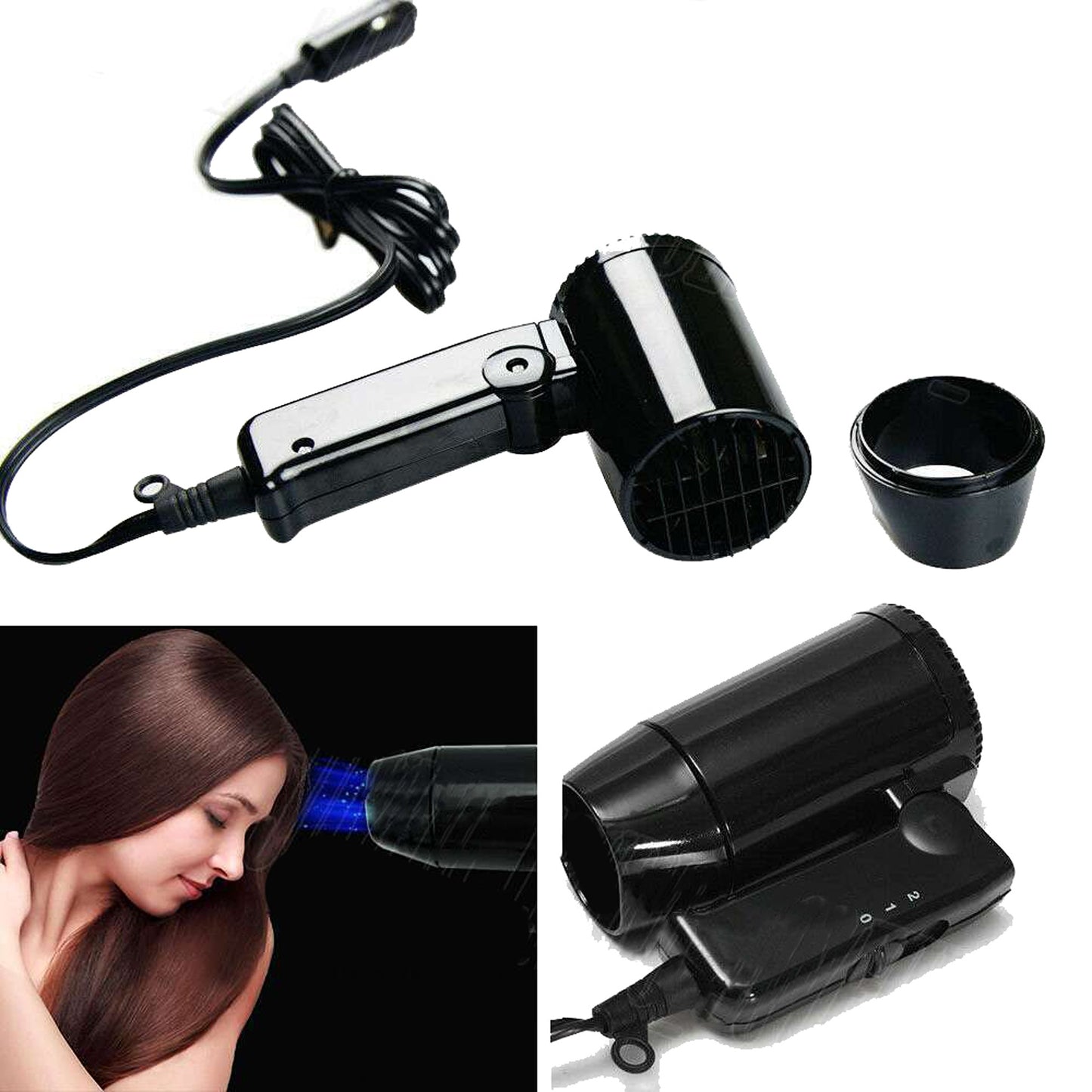 Portable Hairdryer Dry Glass Defroster Car Camping Travel