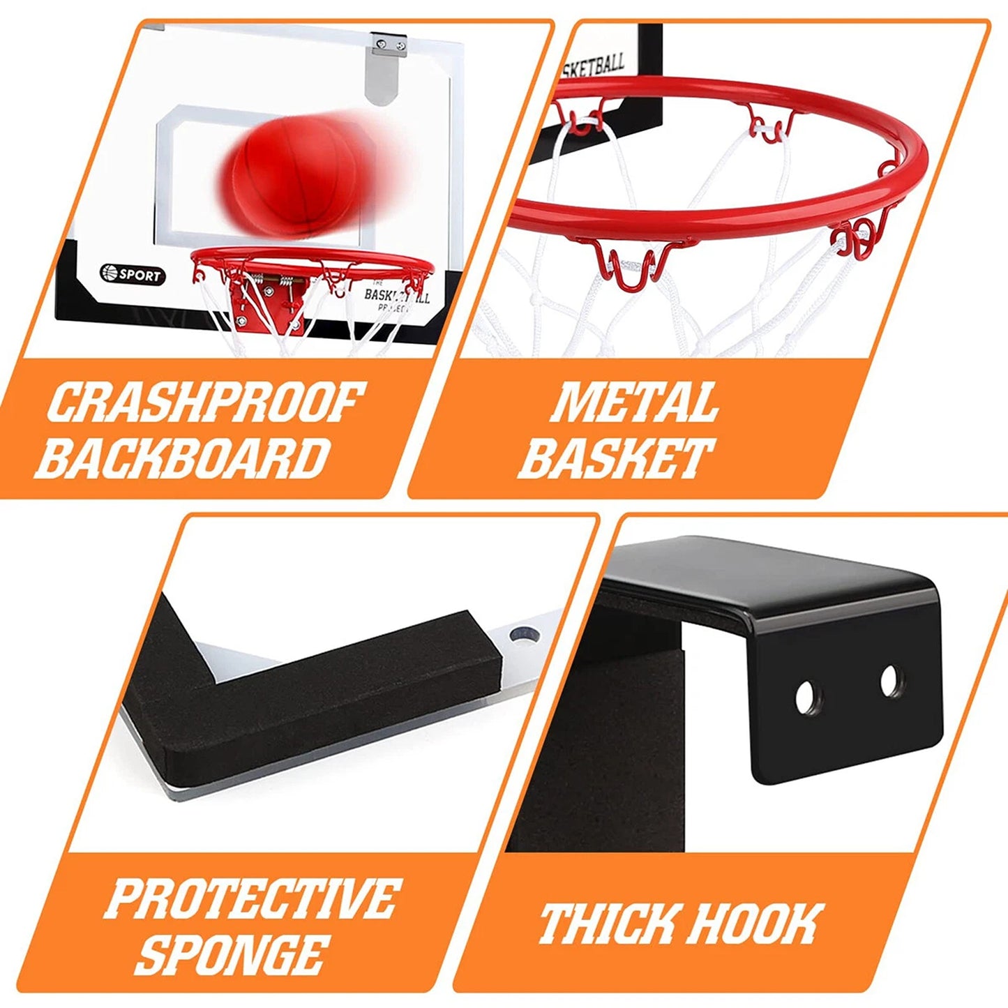 Over the Door Mini Basketball Hoop with Balls and Pump