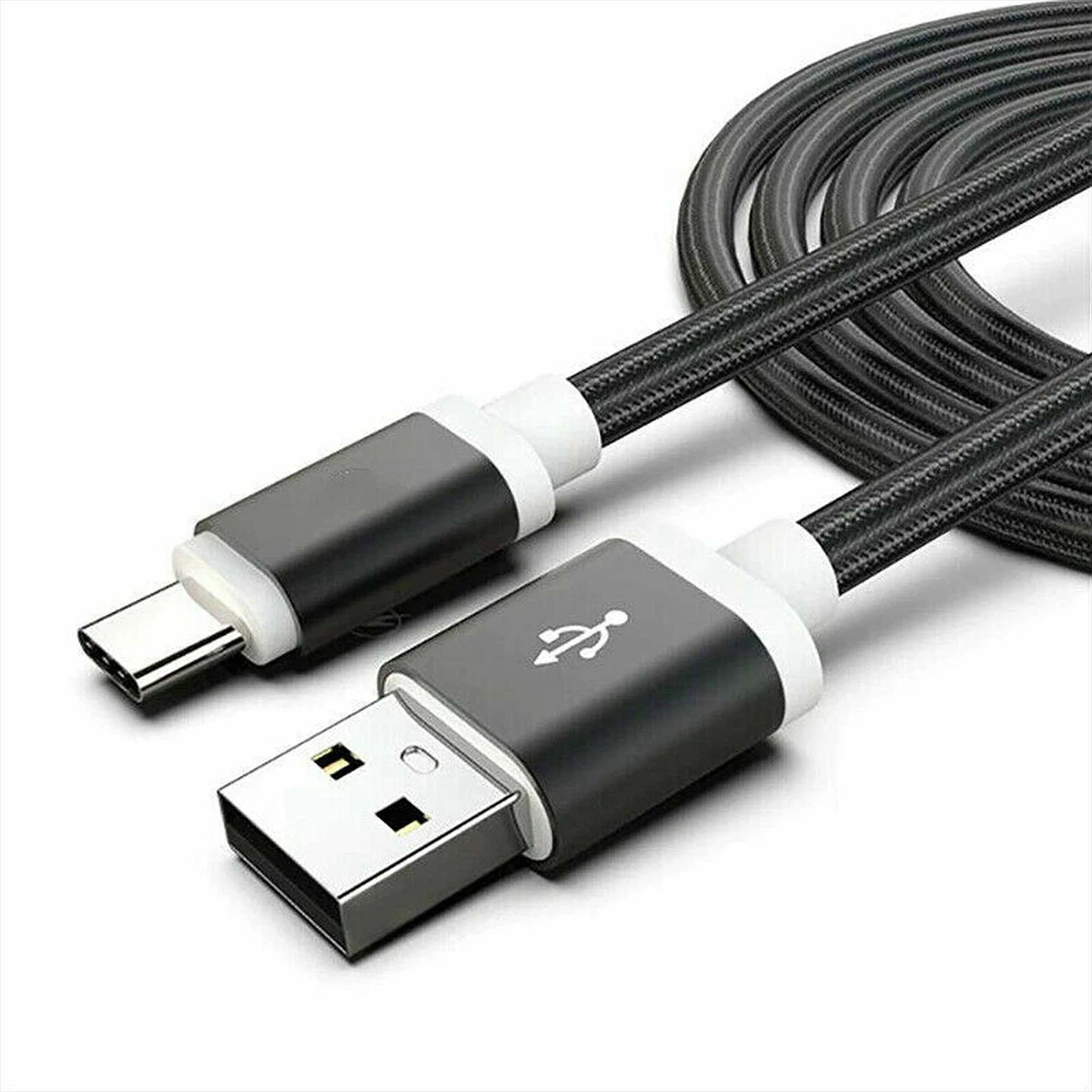 Black Braided USB Type C Data and Charging Cable For Samsung Xiaomi Huawei Oppo