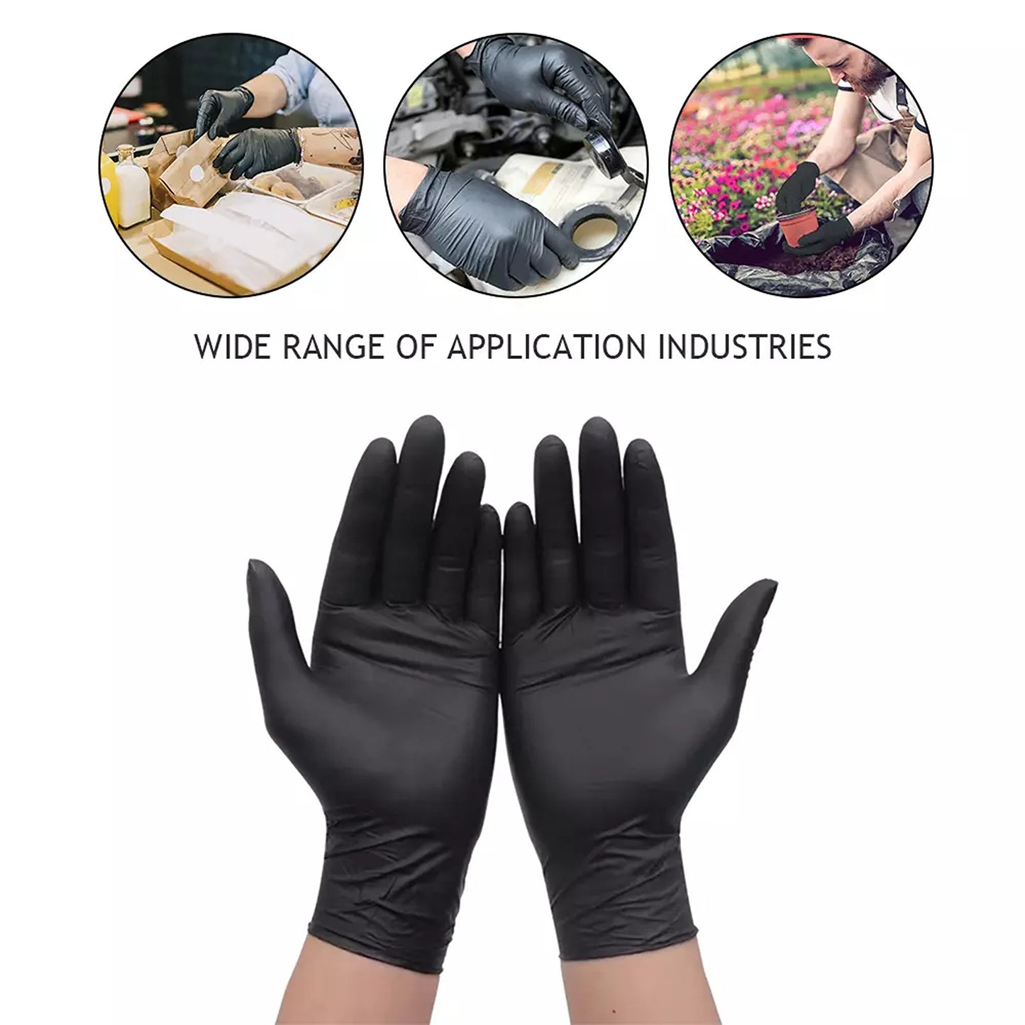 Industrial Mechanic Disposable Nitrile Gloves Rubber Blend Powder Free 100pcs