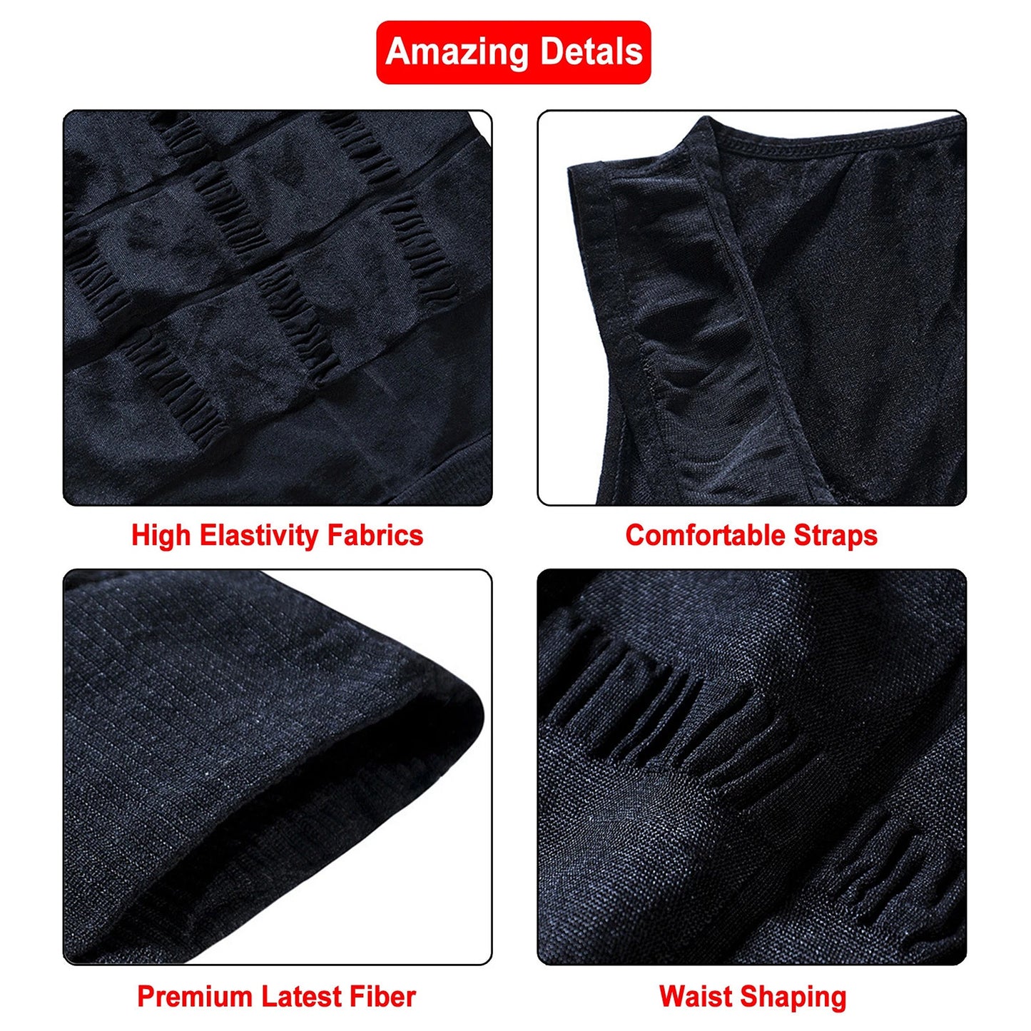 Slim Fit Compression Vest for Men Body Shaper Undershirt - Black