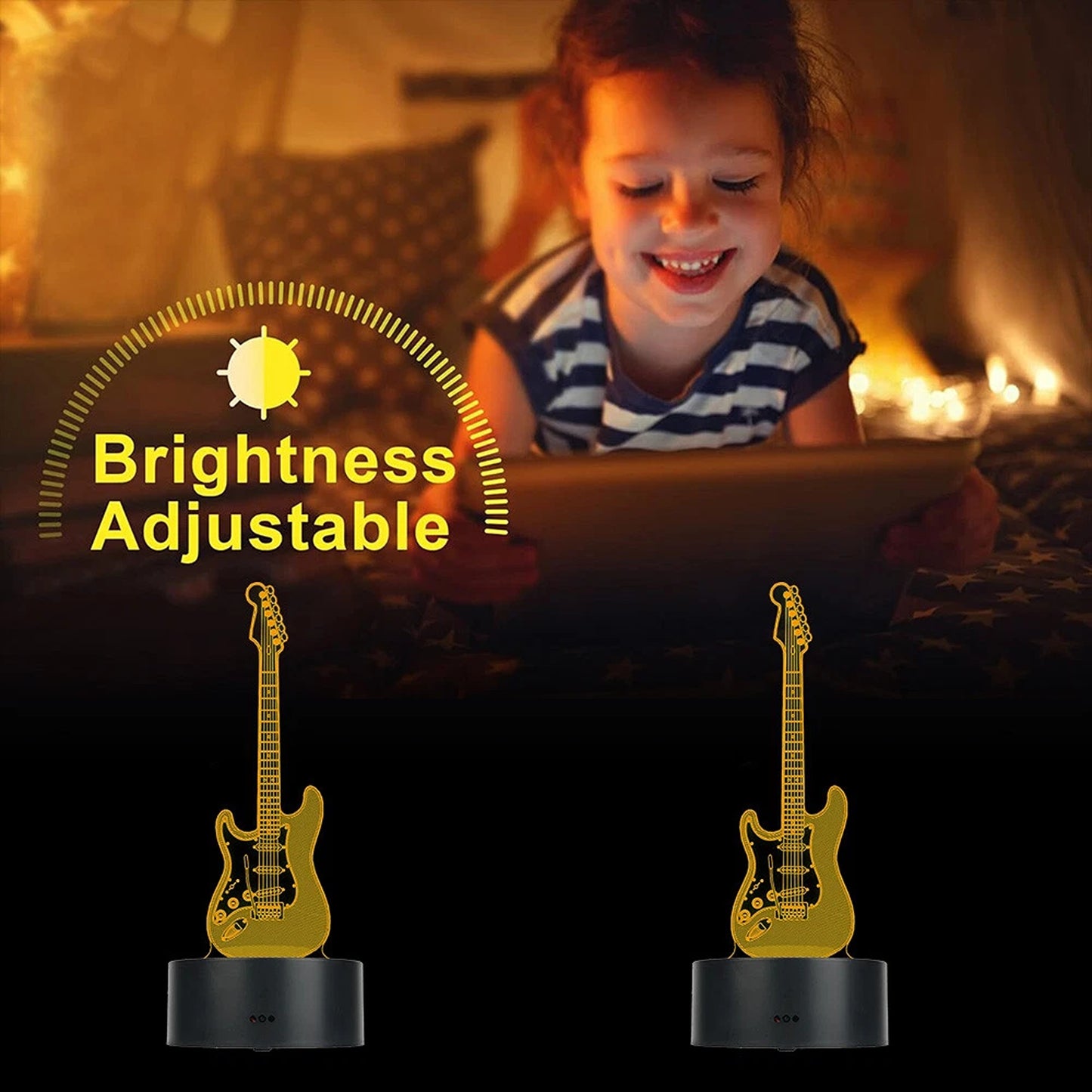 3D Guitar LED Night Light with 16 Colour Gradient and Remote Control